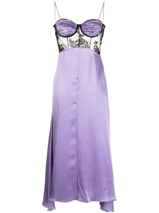 Purple Panelled Lace Slip Dress