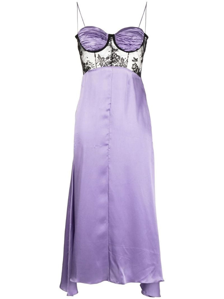 Purple Panelled Lace Slip Dress