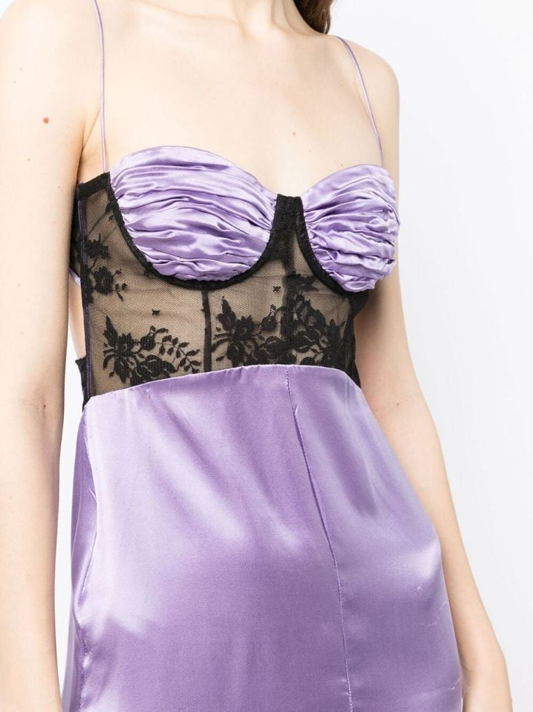 Purple Panelled Lace Slip Dress