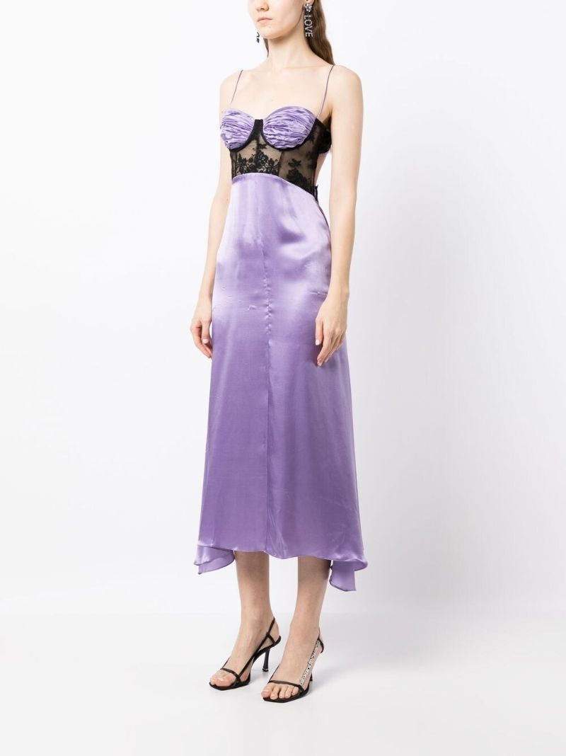 Purple Panelled Lace Slip Dress