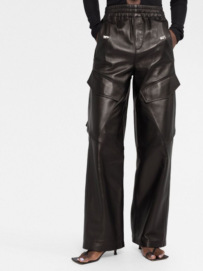 Black Leather Cargo Pants