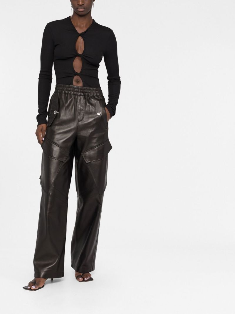 Black Leather Cargo Pants