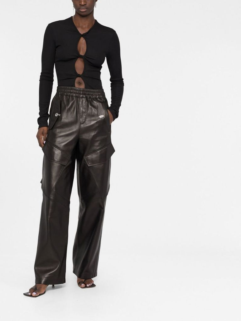 Black Leather Cargo Pants