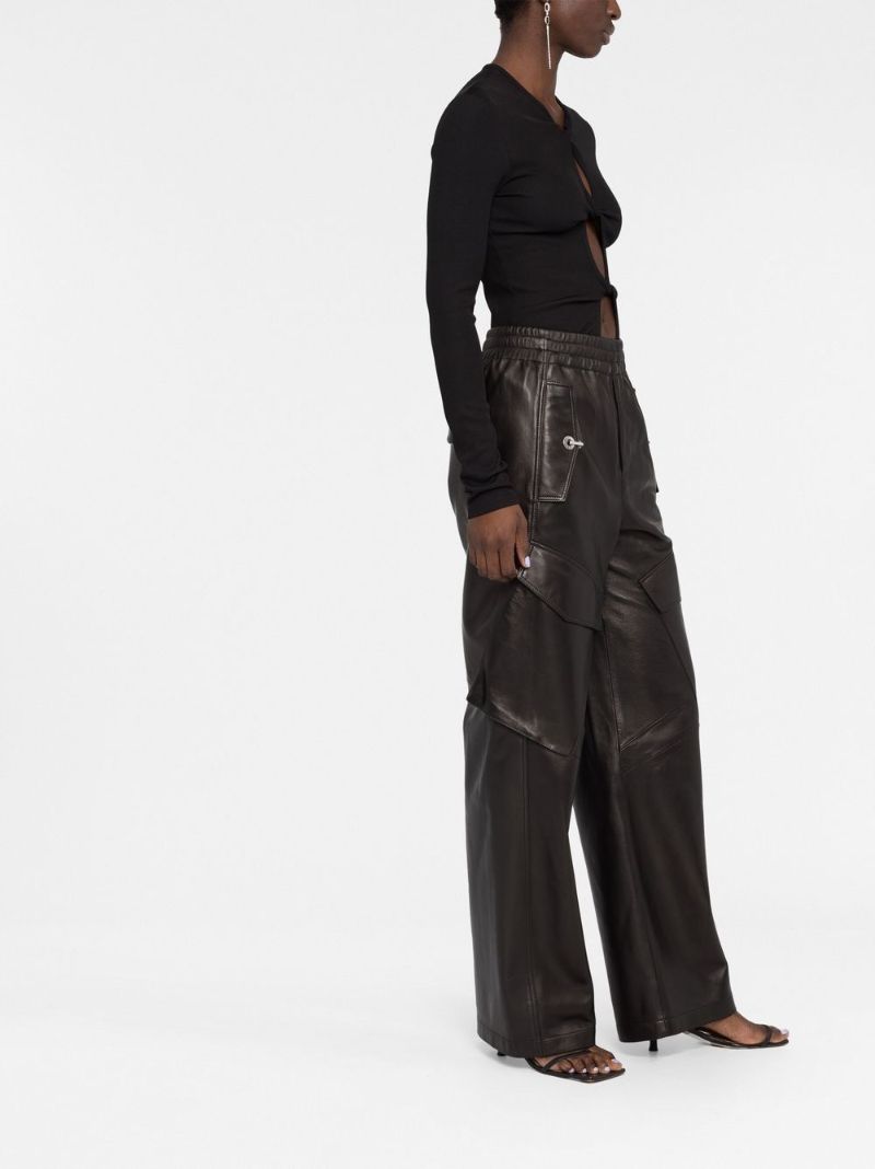Black Leather Cargo Pants