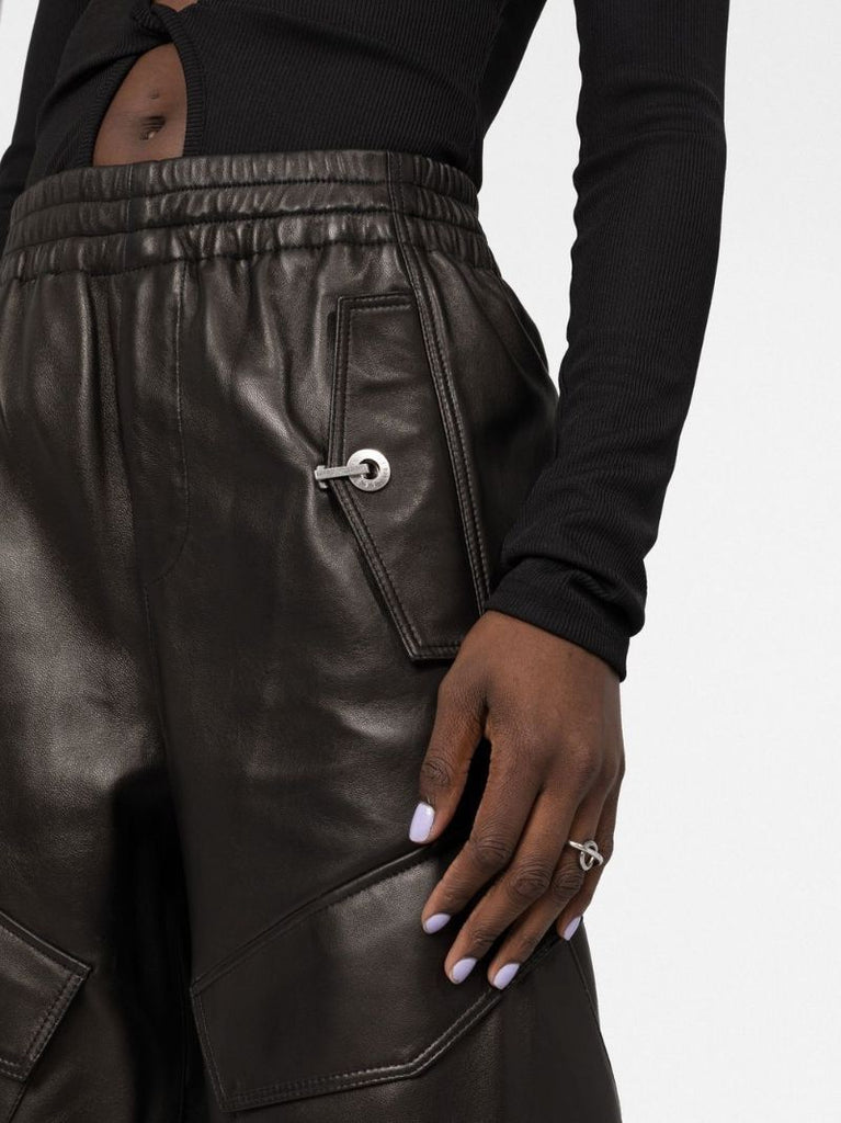 Black Leather Cargo Pants