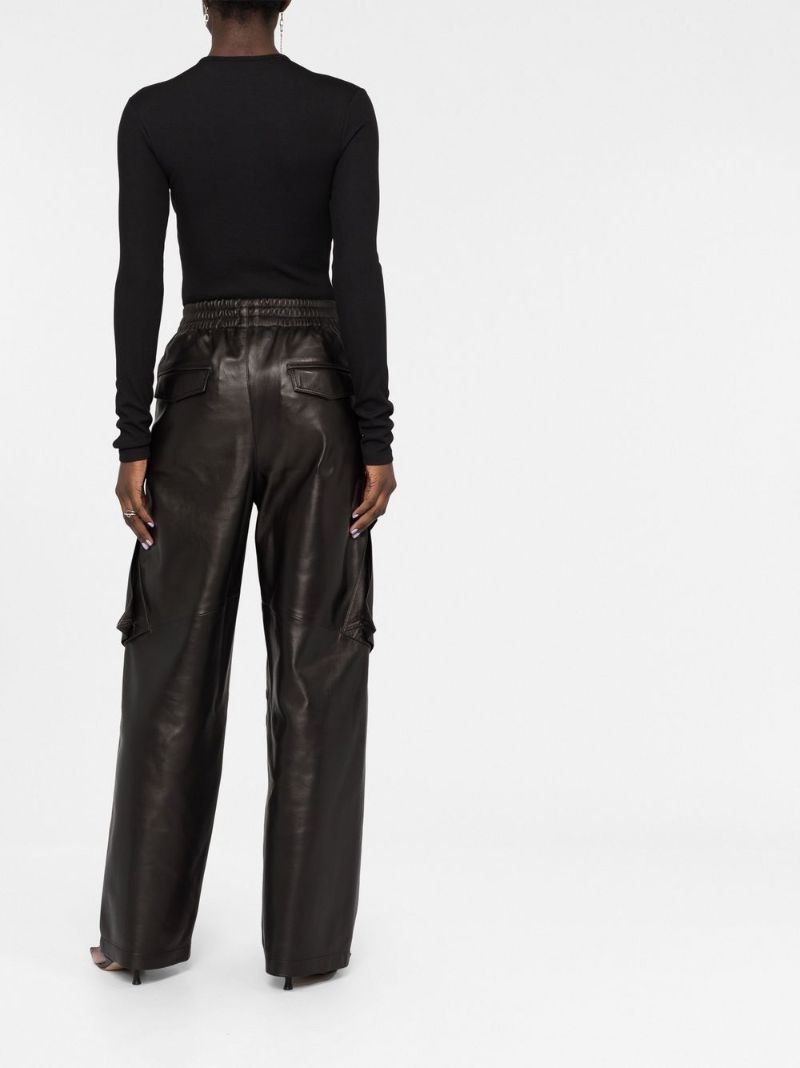 Black Leather Cargo Pants