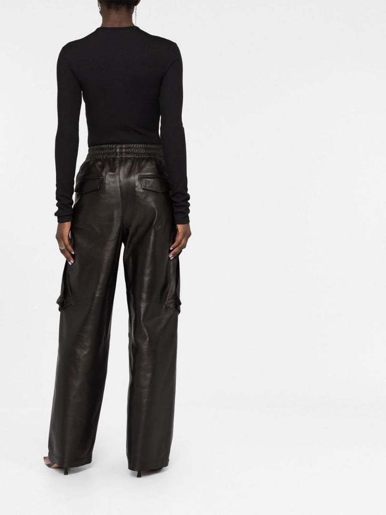 Black Leather Cargo Pants