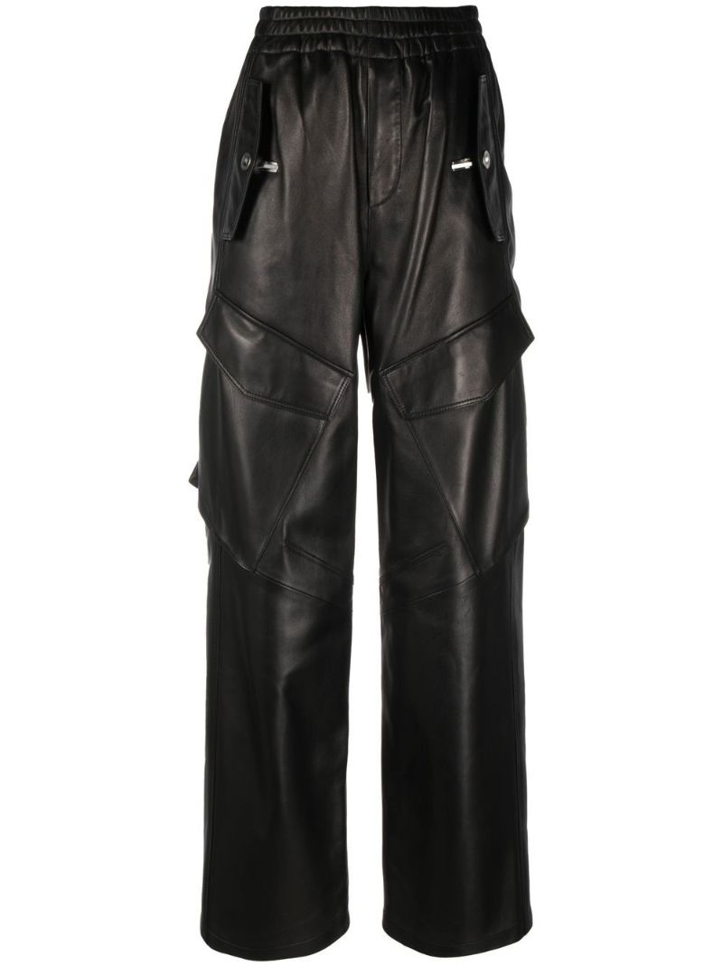 Black Leather Cargo Pants