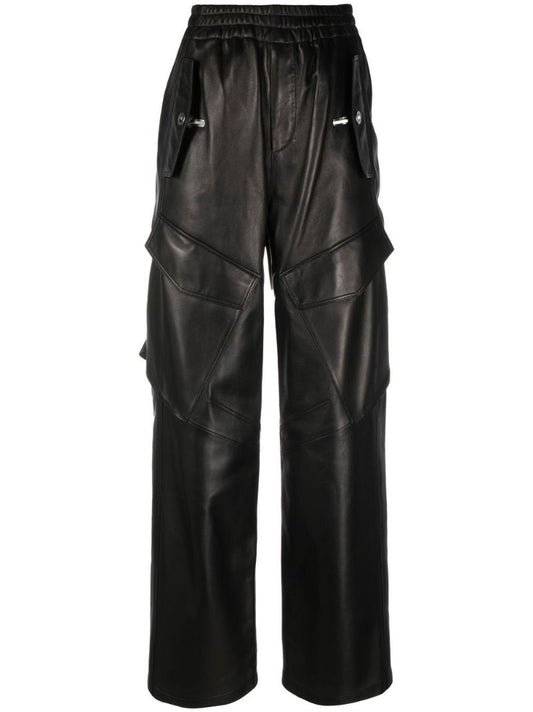 Black Leather Cargo Pants