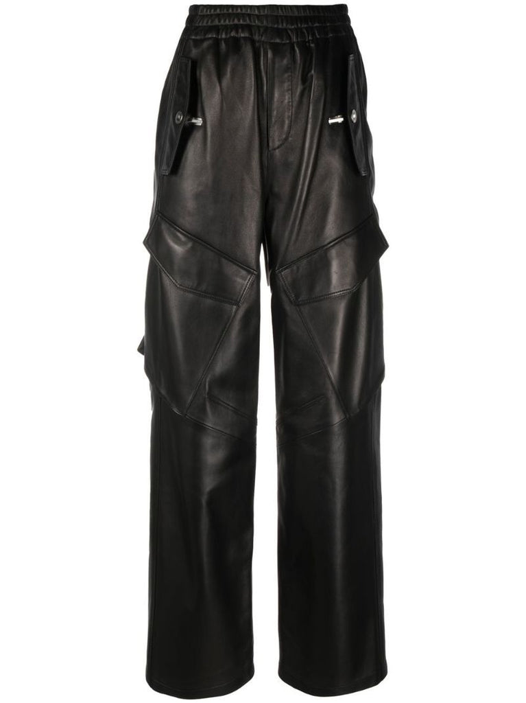 Black Leather Cargo Pants