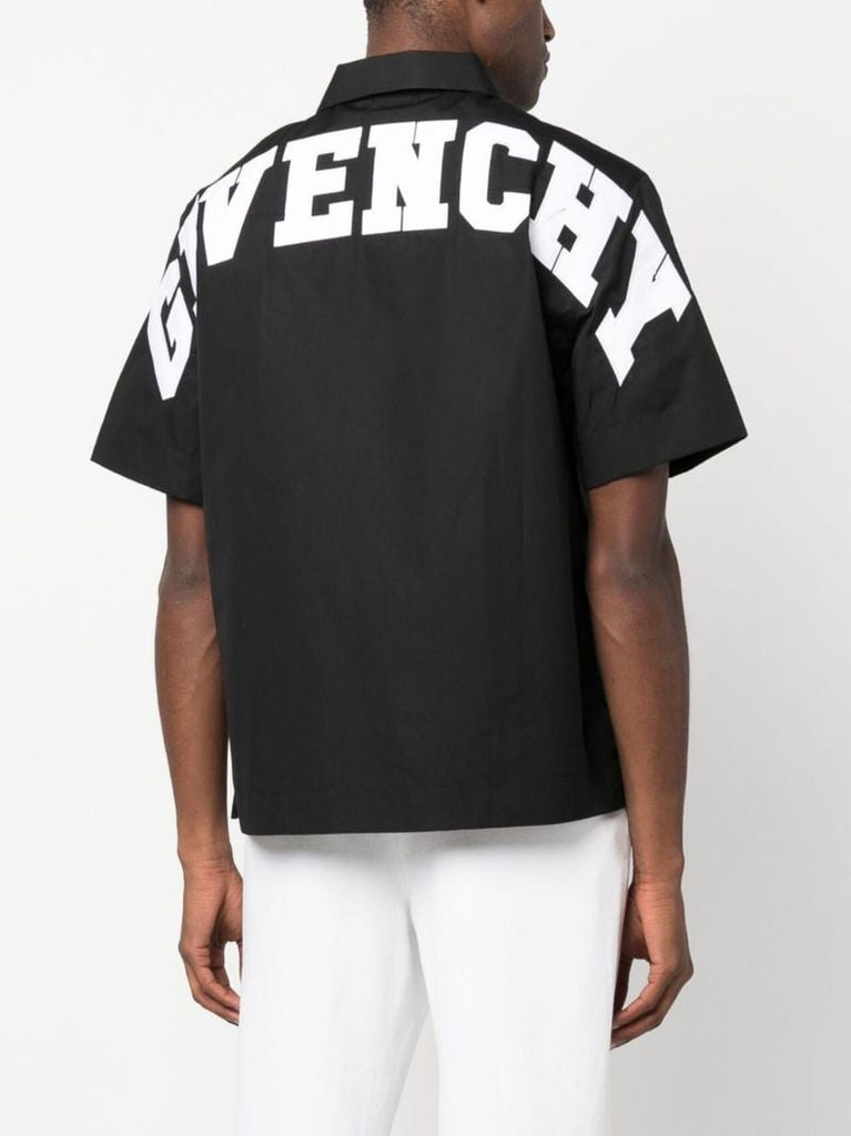 Black Logo Zip-up Cotton Shirt