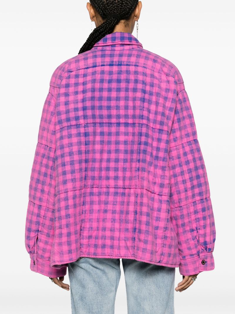 Purple Checked Shirt Jacket