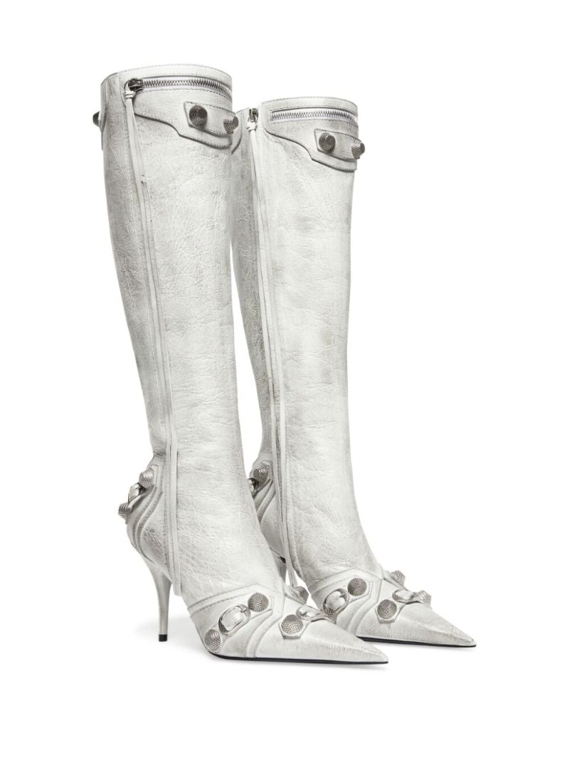 White Cagole 90 Leather Boots