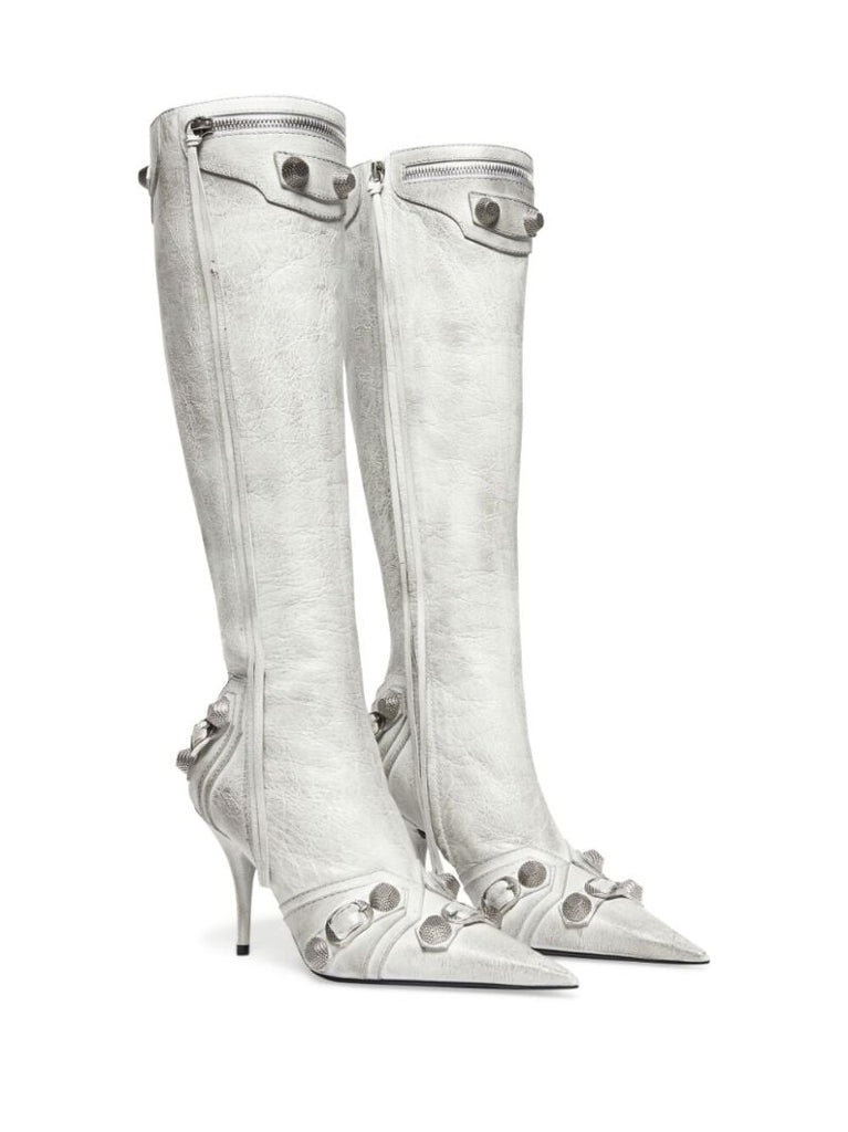 White Cagole 90 Leather Boots