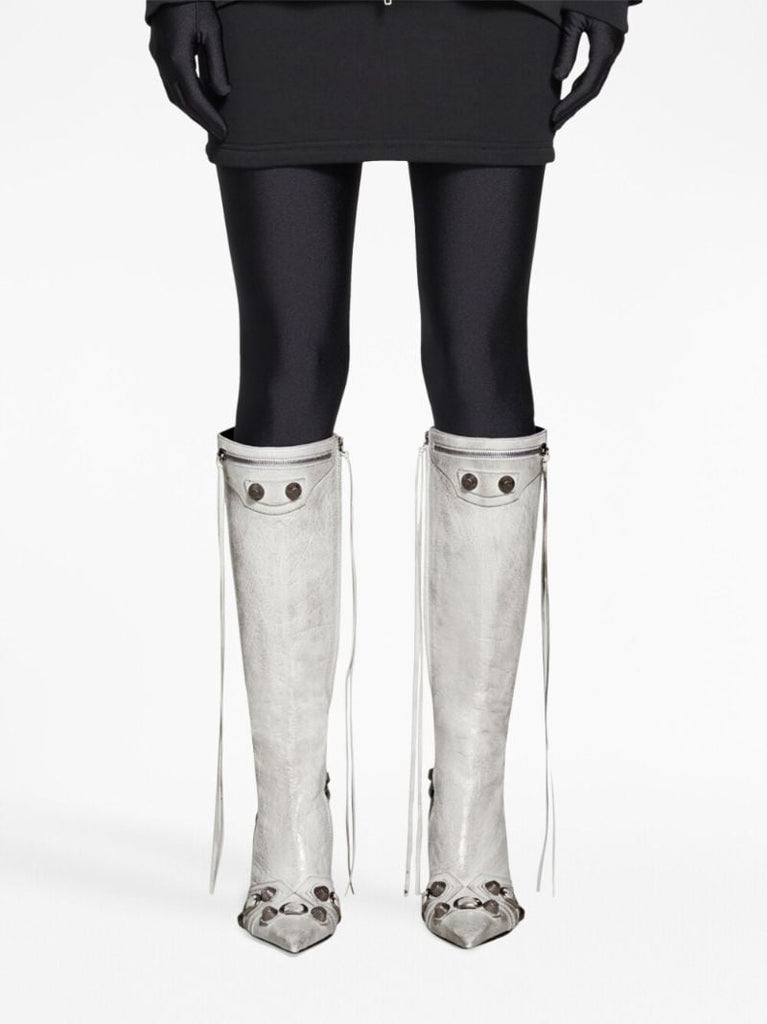 White Cagole 90 Leather Boots