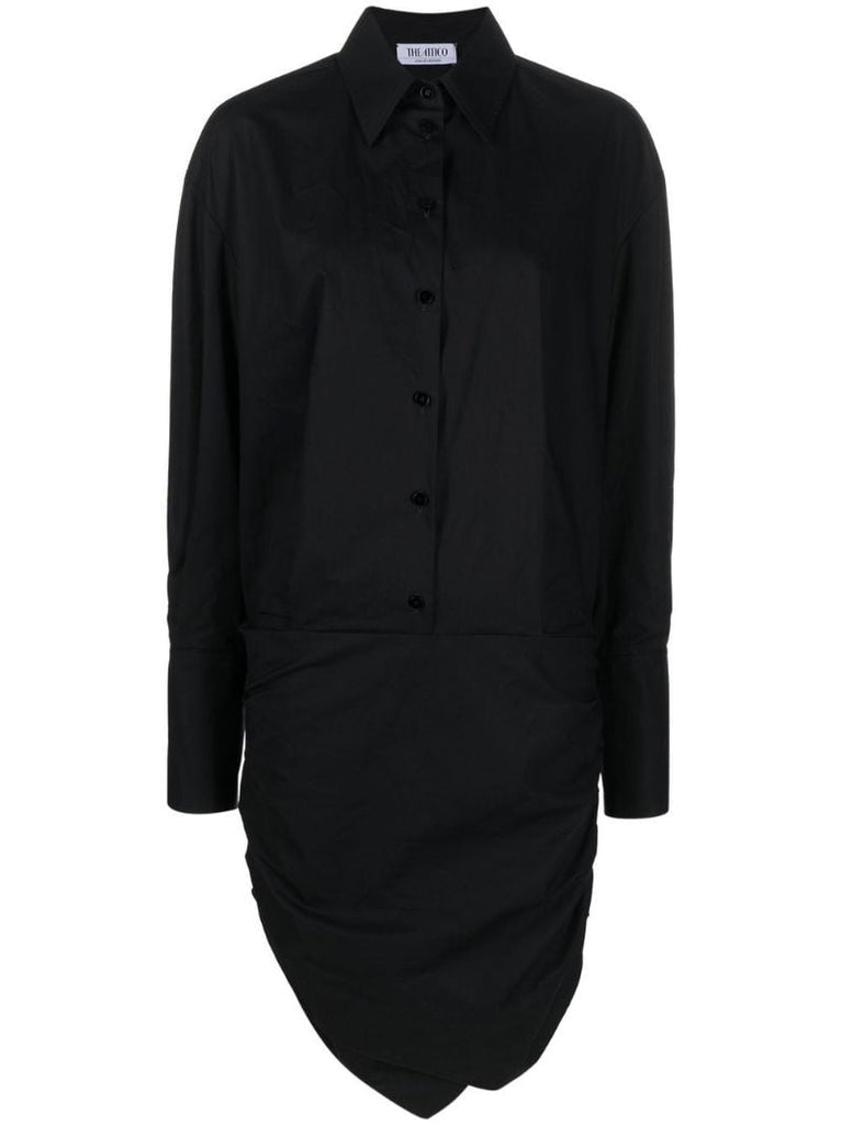 Black Hatty Draped Shirt Dress