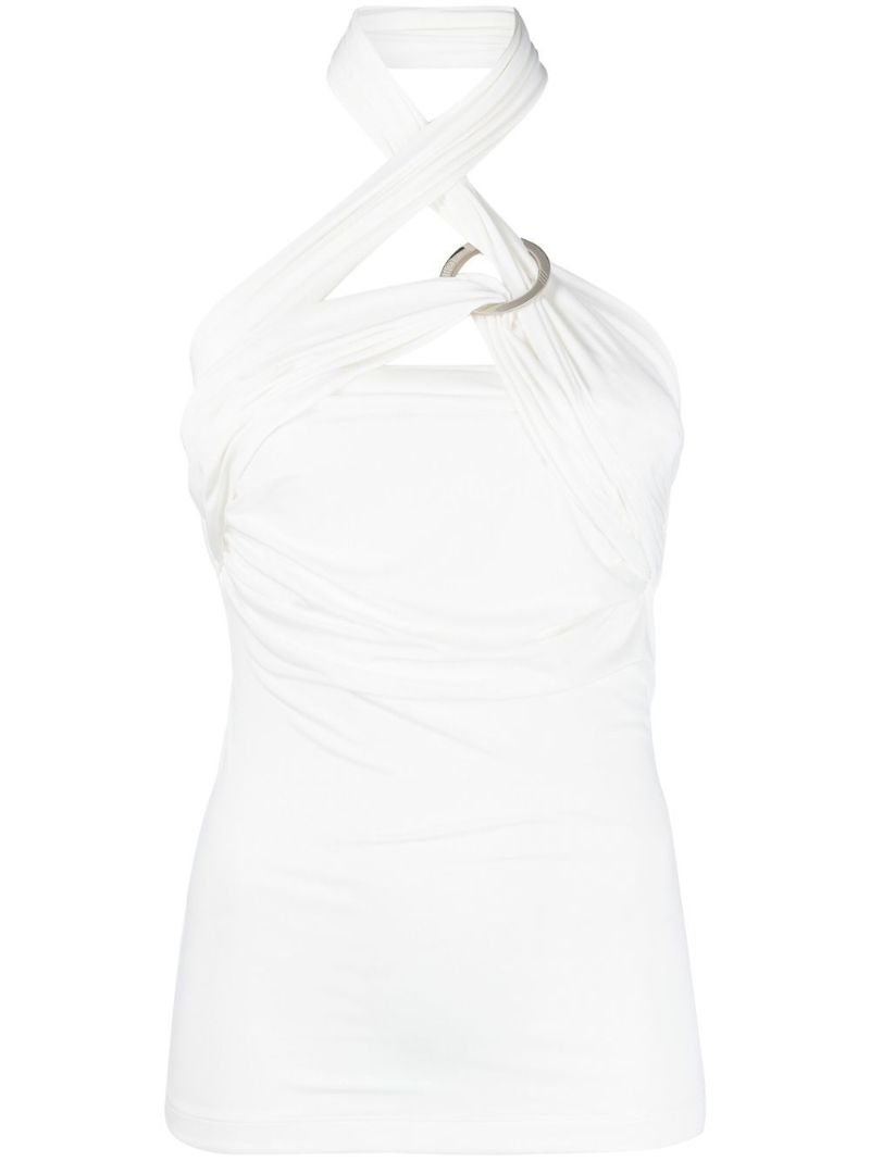 White Draped Halterneck Top