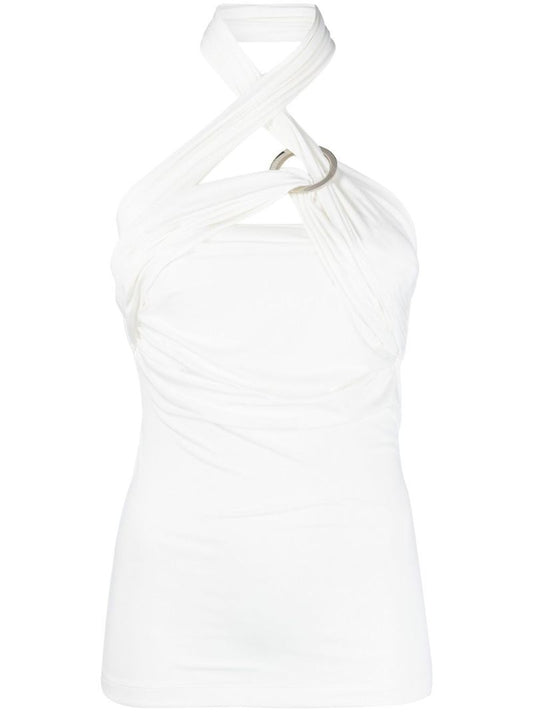 White Draped Halterneck Top