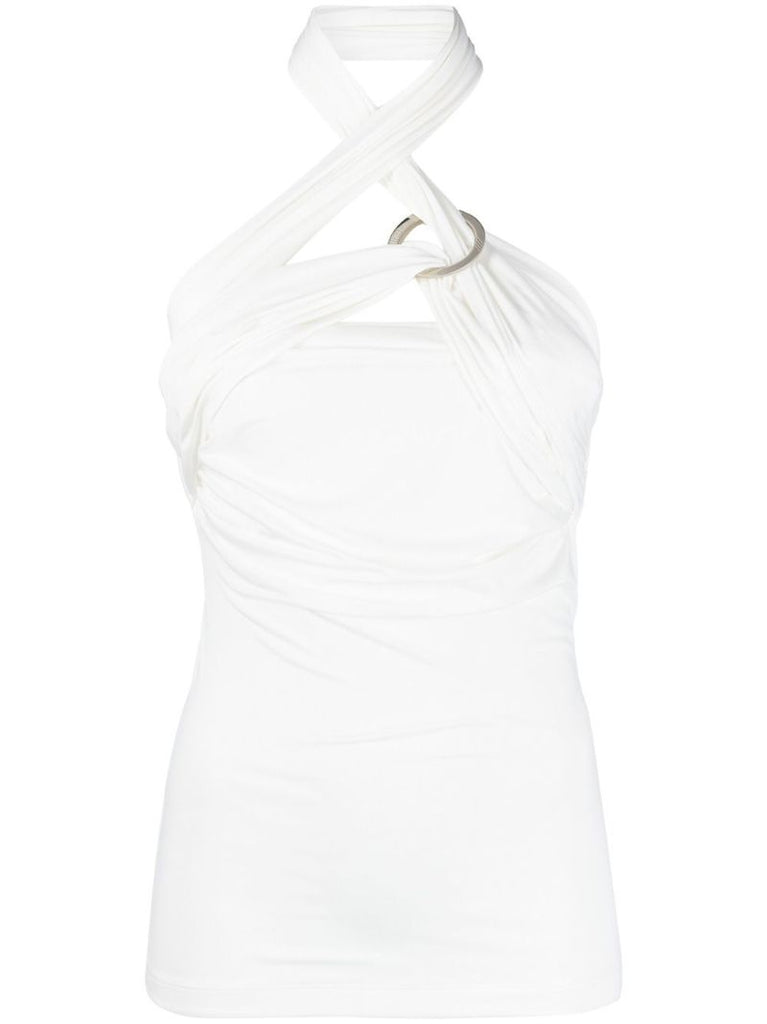 White Draped Halterneck Top