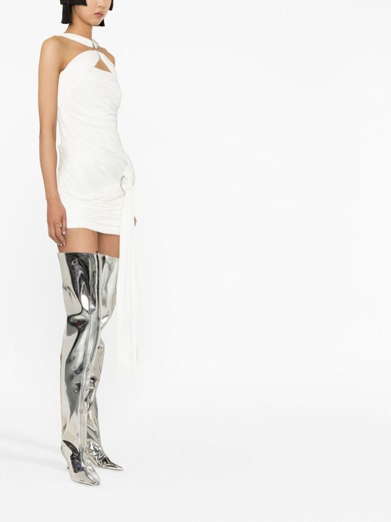 White Fran Draped Panel Mini Skirt