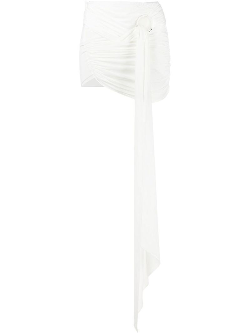 White Fran Draped Panel Mini Skirt
