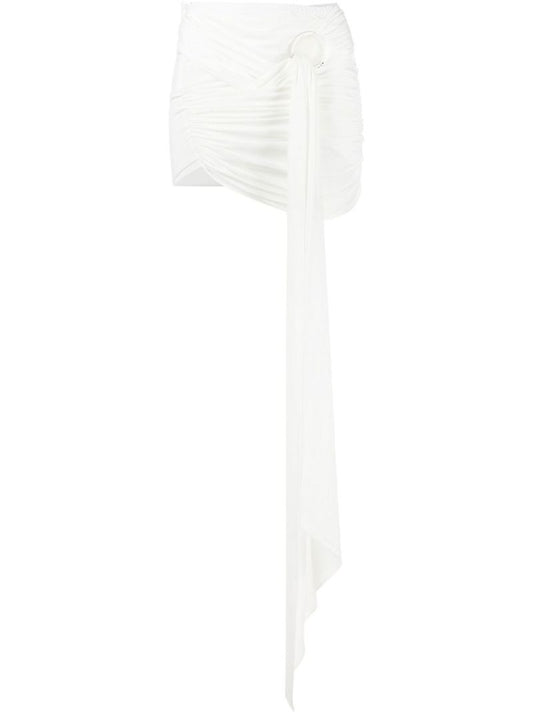 White Fran Draped Panel Mini Skirt
