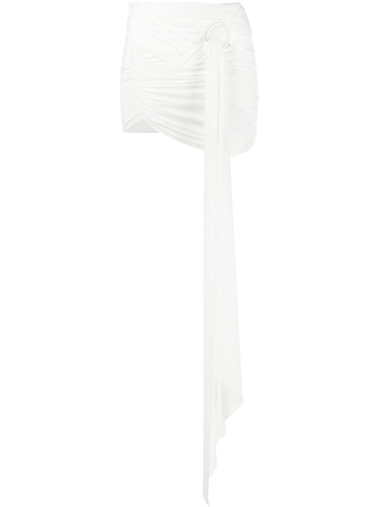 White Fran Draped Panel Mini Skirt