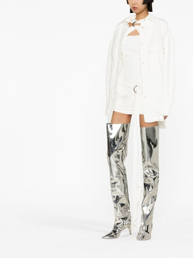 White Fran Draped Panel Mini Skirt