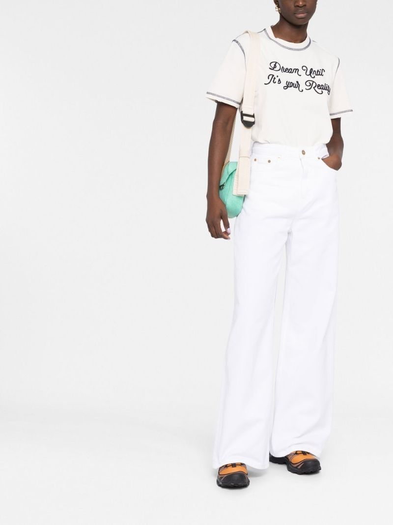 White Wide-leg Cotton Jeans