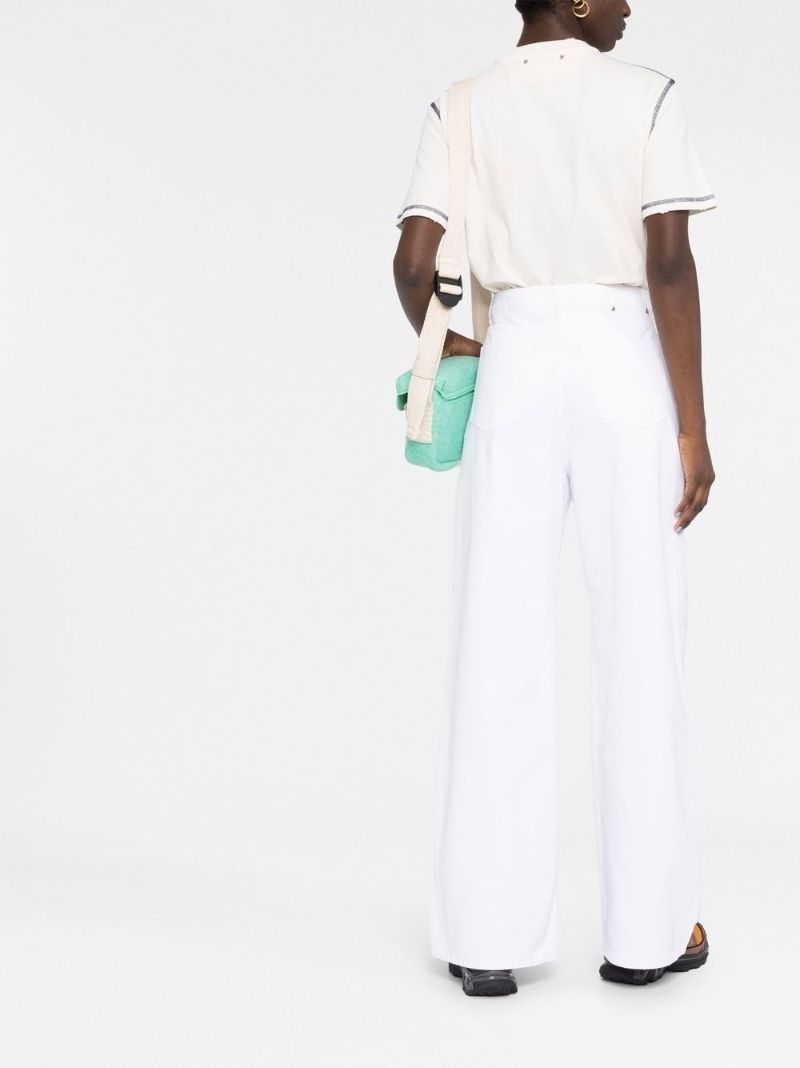 White Wide-leg Cotton Jeans