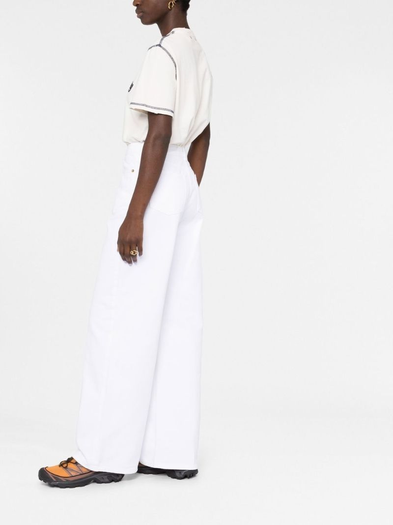 White Wide-leg Cotton Jeans
