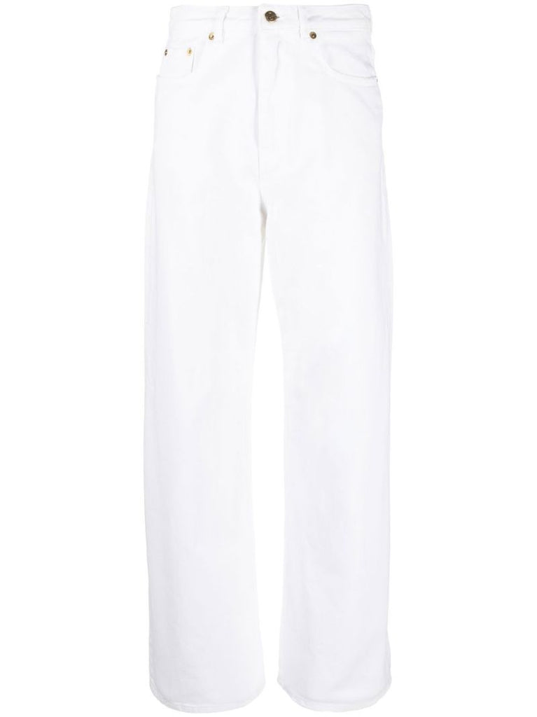 White Wide-leg Cotton Jeans