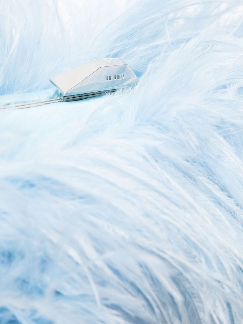 Blue Greta Feather Shoulder Bag