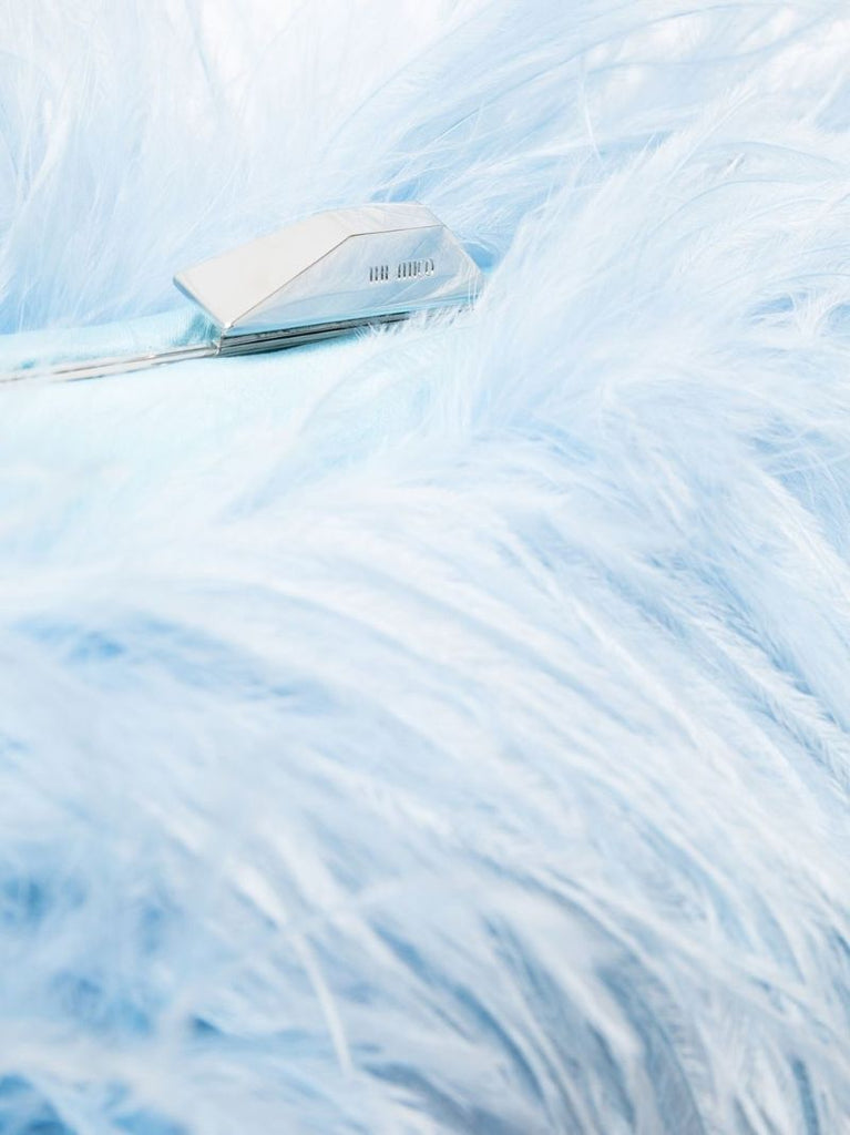 Blue Greta Feather Shoulder Bag