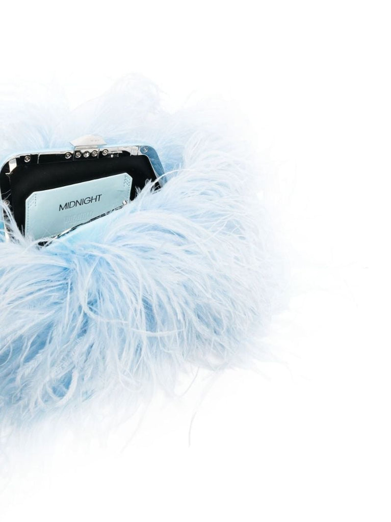 Blue Greta Feather Shoulder Bag