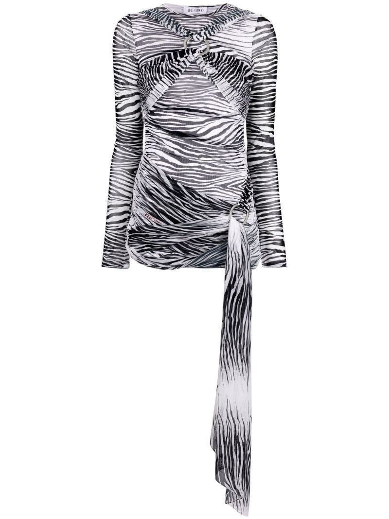 Black Animal Print Mesh Mini Dress