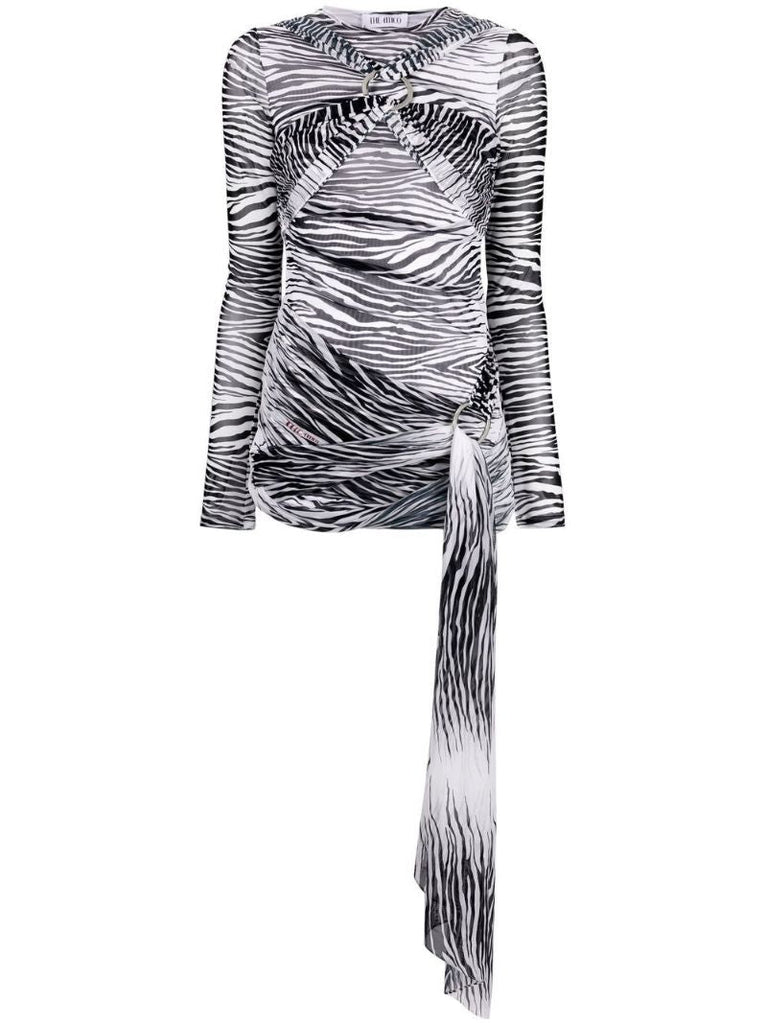 Black Animal Print Mesh Mini Dress