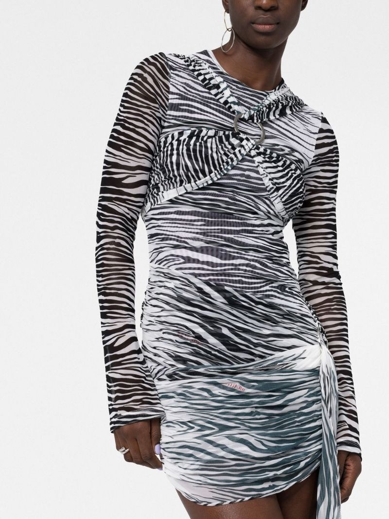 Black Animal Print Mesh Mini Dress