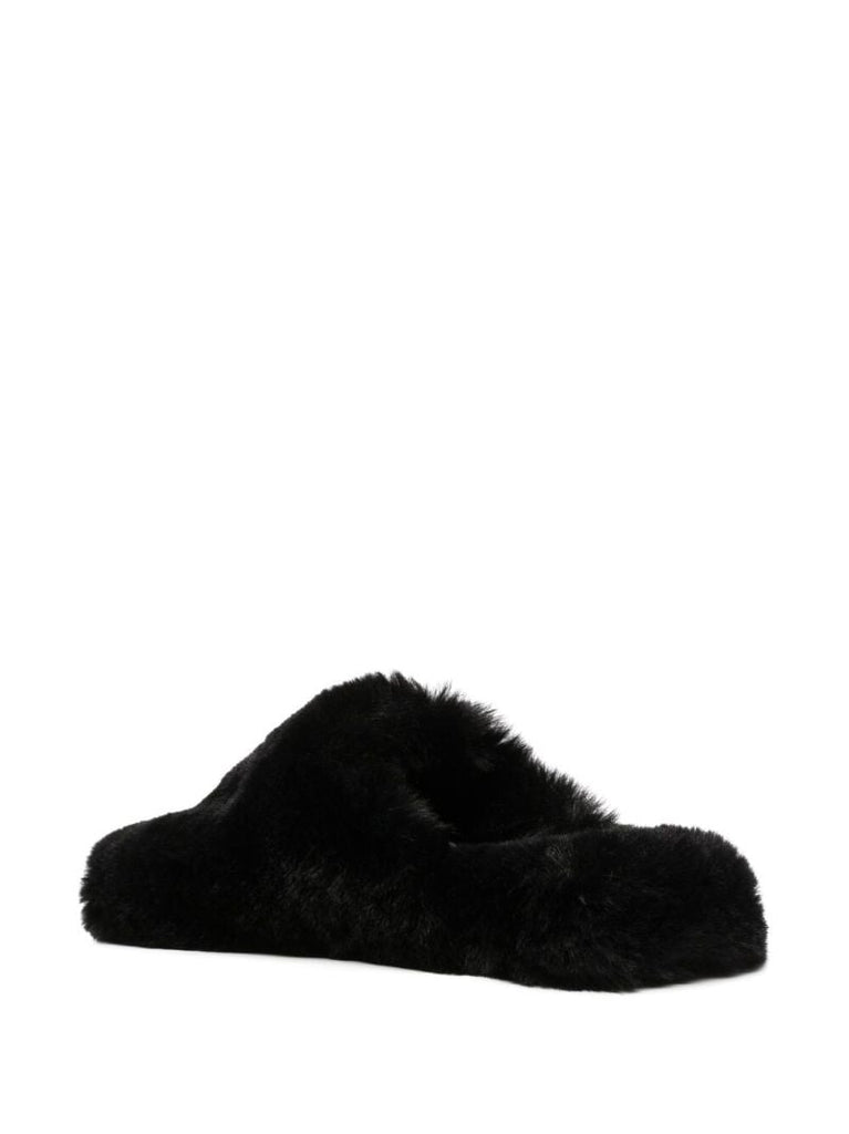 Black Teddy Faux Shearling Slippers