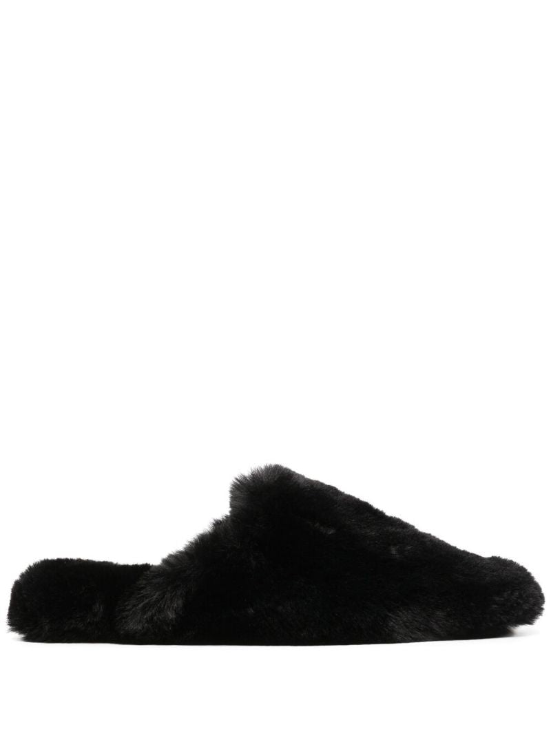 Black Teddy Faux Shearling Slippers