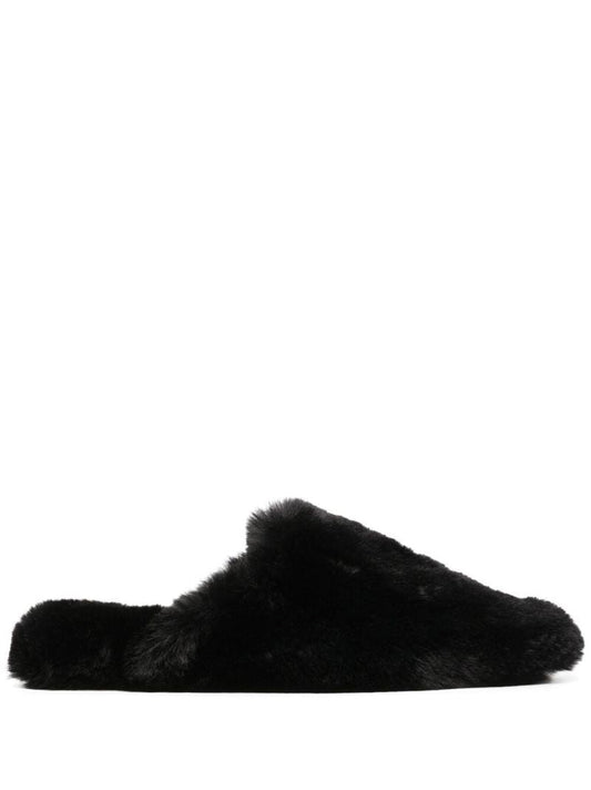 Black Teddy Faux Shearling Slippers