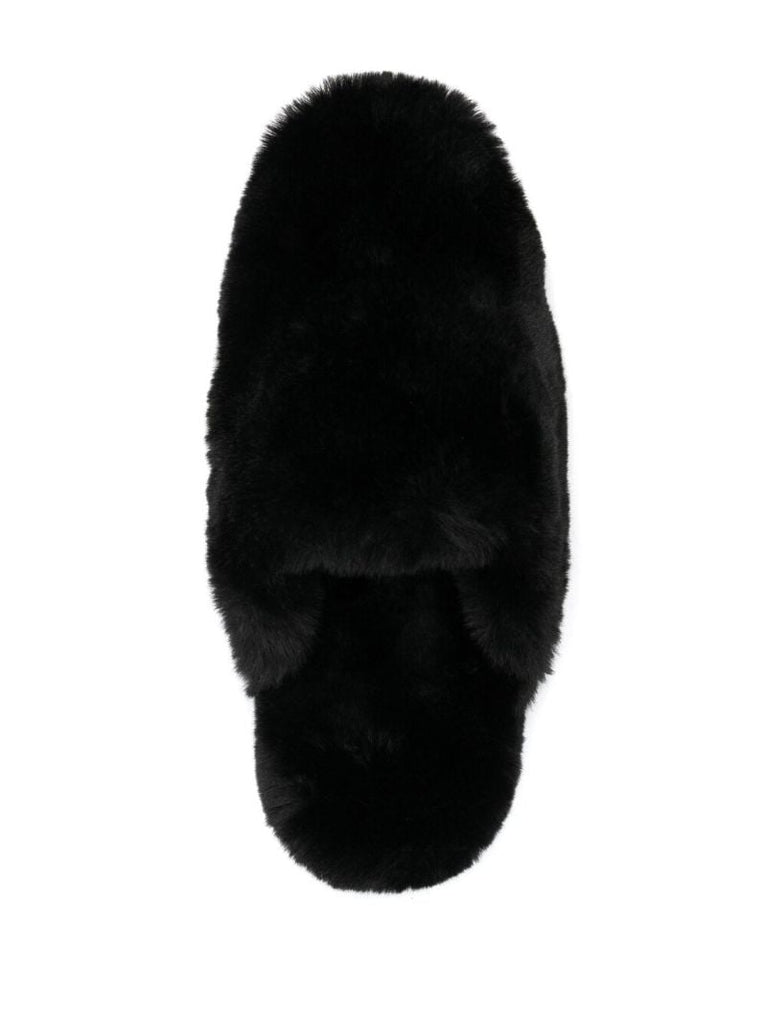Black Teddy Faux Shearling Slippers