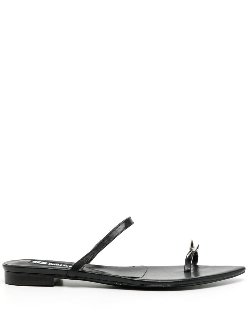 Black Spike Stud Leather Sandals