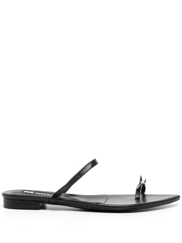Black Spike Stud Leather Sandals