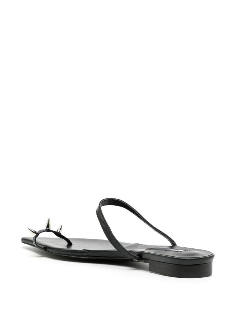 Black Spike Stud Leather Sandals