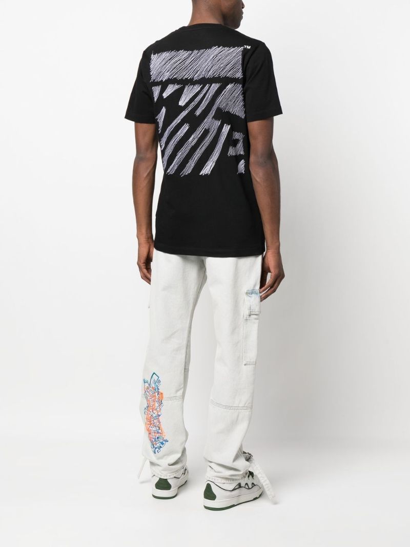 Black Scribble Diag Cotton T-shirt