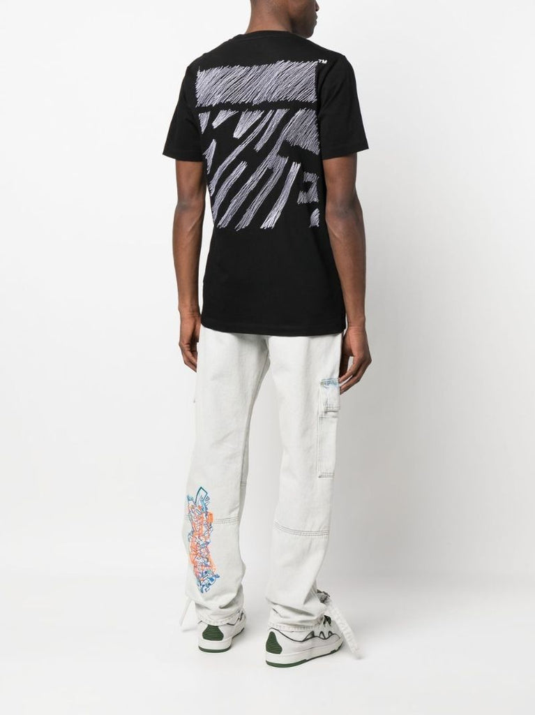Black Scribble Diag Cotton T-shirt