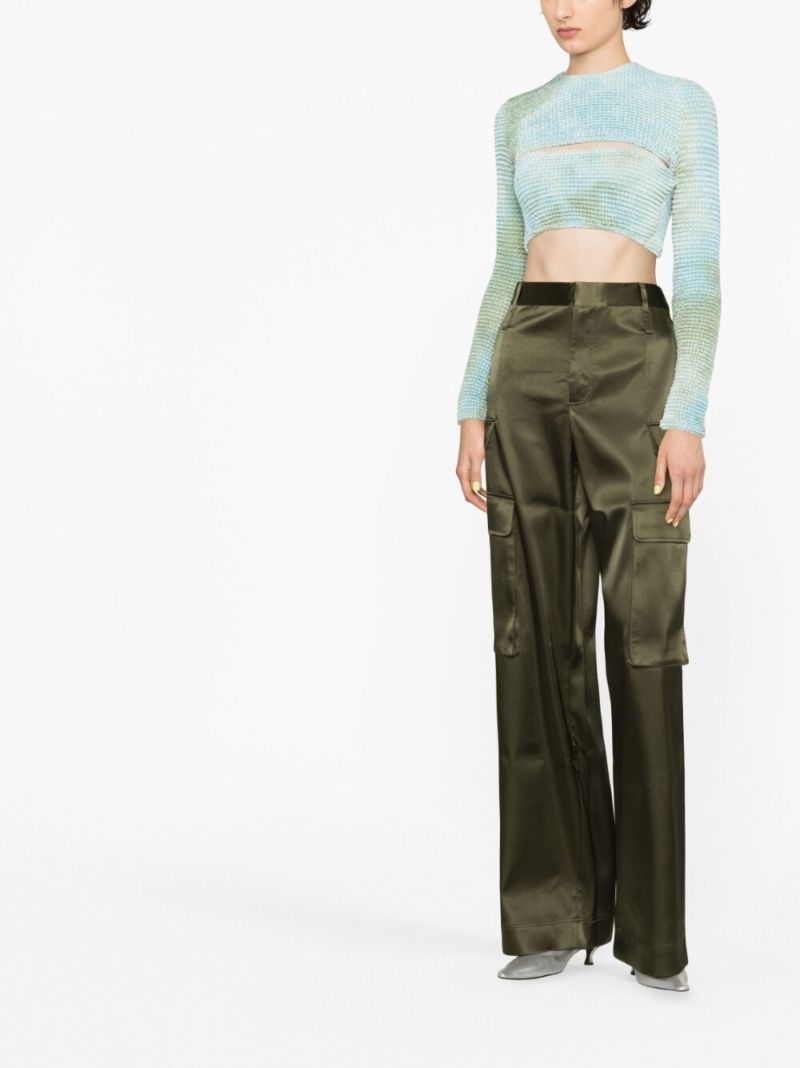 Blue Tie-dye Smocked Cropped Top