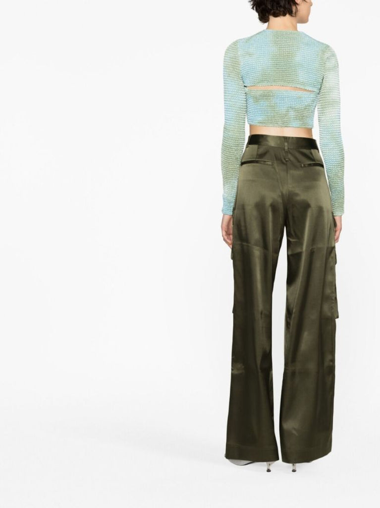 Blue Tie-dye Smocked Cropped Top