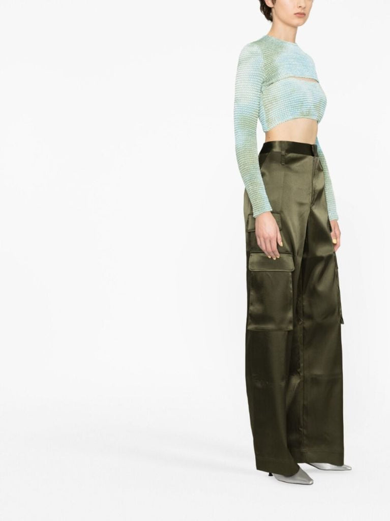 Blue Tie-dye Smocked Cropped Top